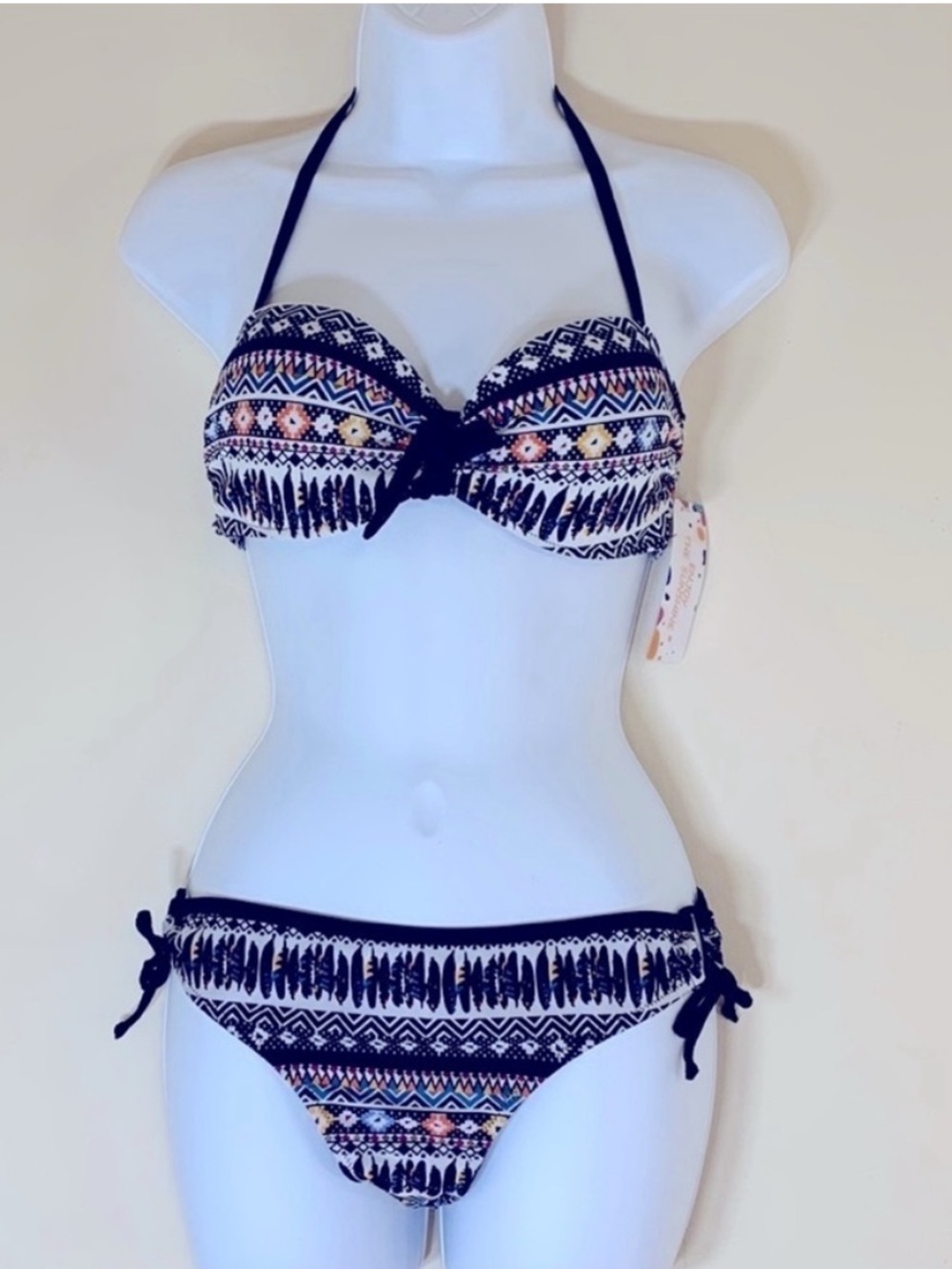 Enjoy The Sunshine Colorful Print Halter Wrap Bikini Set. M. NWT.